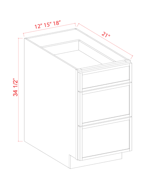Vanity Drawer Base Cabinet, slim amber oak