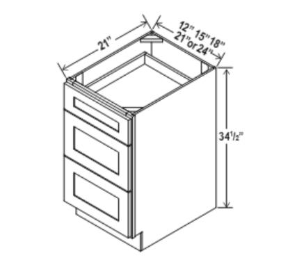 Vanity Drawer Base Cabinet, slim white oak