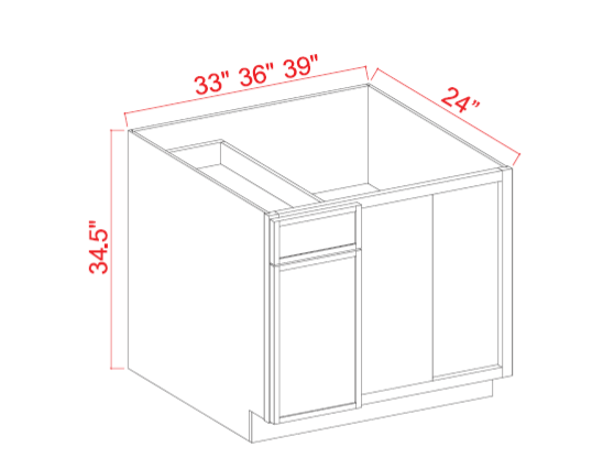 Blind Base Corner Cabinet, slim amber oak