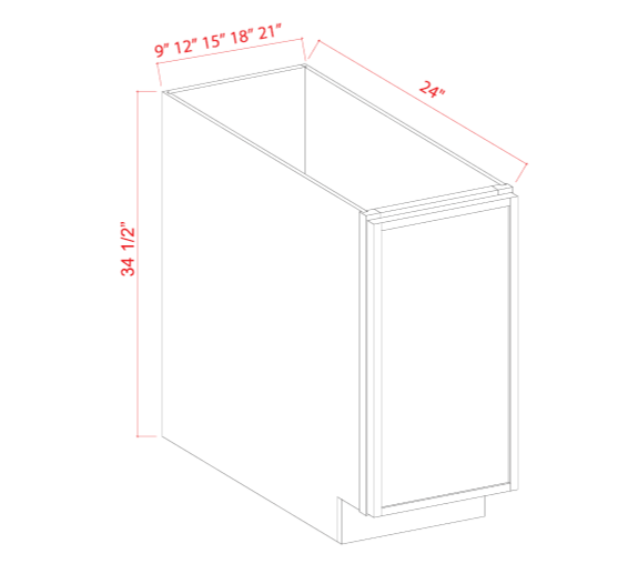 Base Cabinet - Full Height Door, slim dove white
