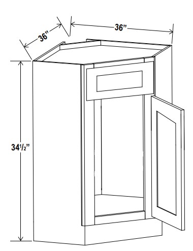 Corner Sink Base, shaker espresso