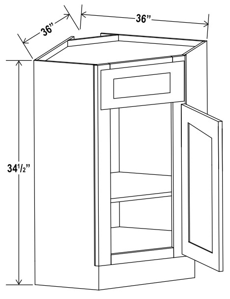 Corner Sink Base, shaker white