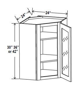 Wall Diagonal Glass Door Corner Cabinet, navy blue