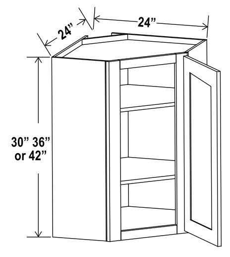 Wall Diagonal Corner Cabinet, shaker gray