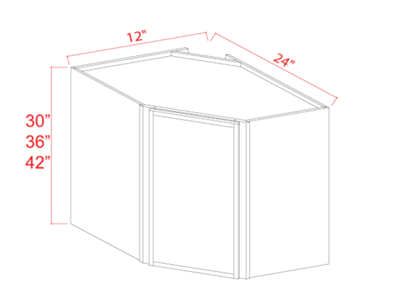 Wall Diagonal Corner Cabinet, slim white oak