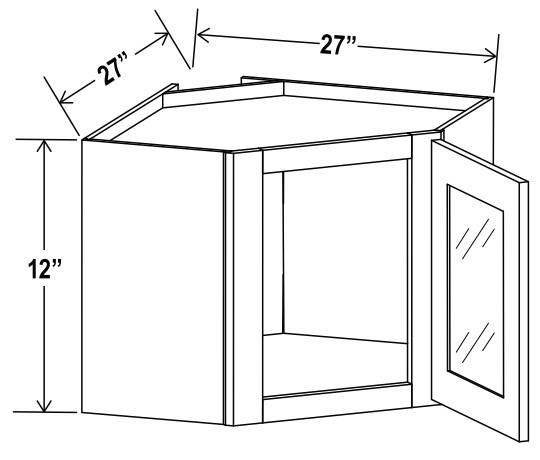 Diagonal Corner Wall Glass Door, shaker gray