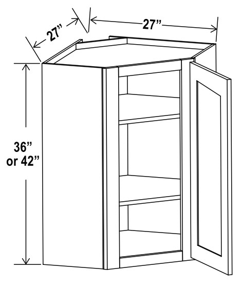 Wall Diagonal Corner Cabinet, shaker white