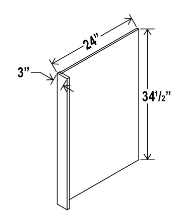 Dishwasher Return Panel w/3"W Filler, shaker white
