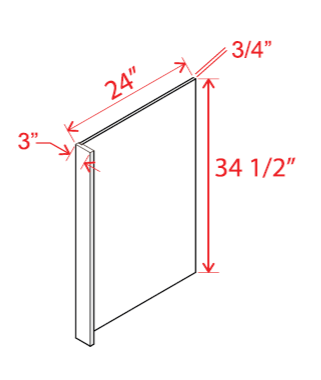 Dishwasher Return Panel w/3"W Filler, slim dove white