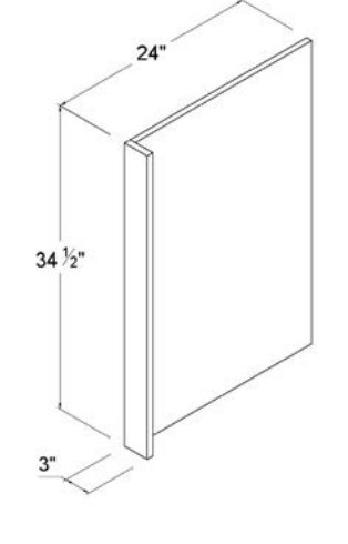 Dishwasher Return Panel w/3"W Filler, rustic wood