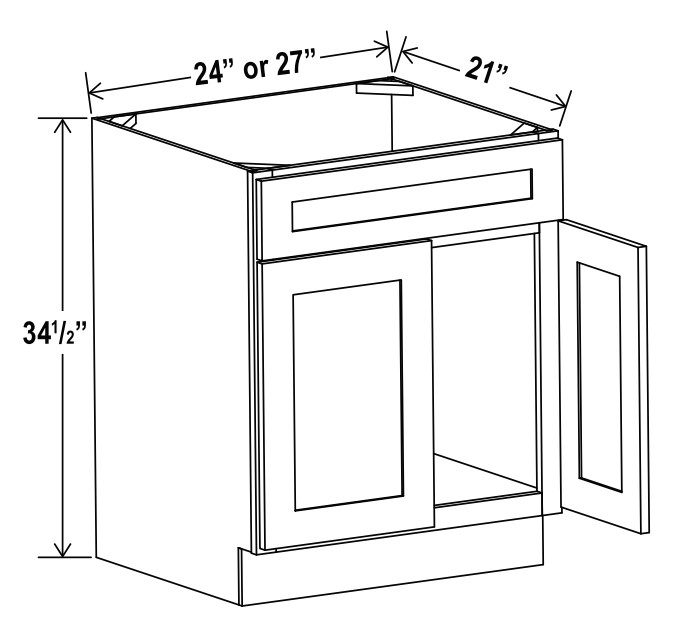 Vanity Sink Base Cabinet, shaker white