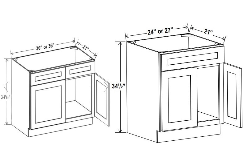 Vanity Sink Base Cabinet, shaker gray
