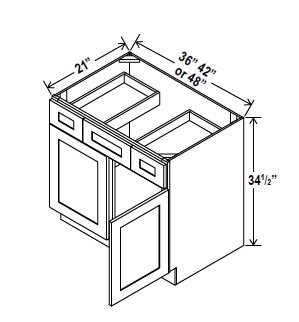 Wall cabinets with 2 drawers on bottom in navy blue