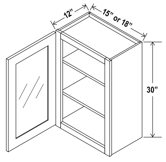 Wall Glass Door Cabinet, charleston white