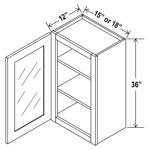 Wall Glass Door Cabinet, shaker gray