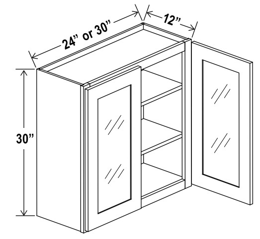 Wall Glass Door Cabinet, shaker white