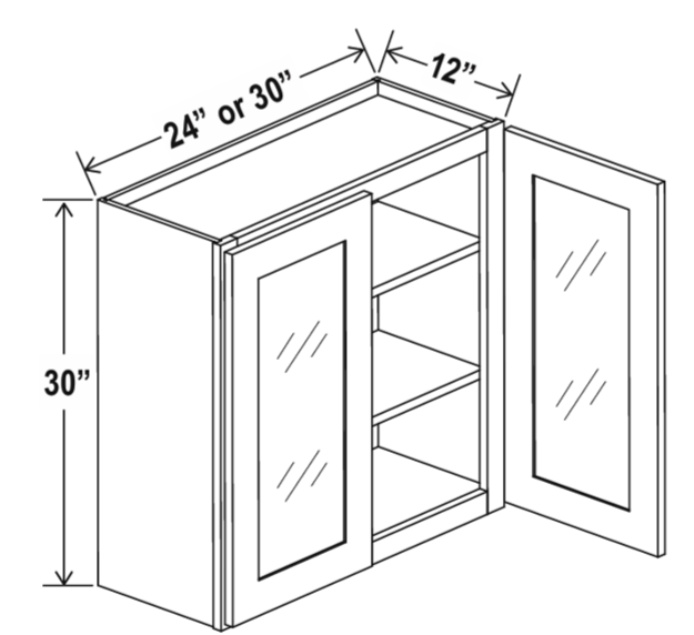 Wall Glass Door Cabinet, double smokey gray