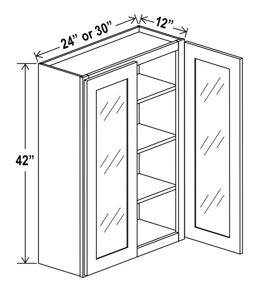 Wall Glass Door Cabinet, charleston white